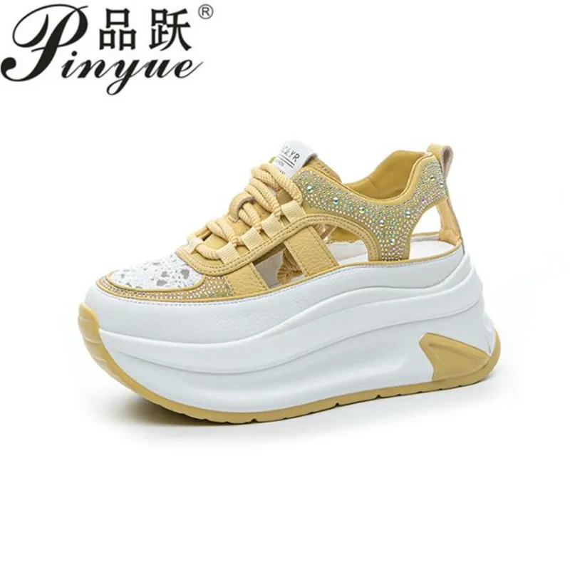 

Женские летние кожаные римские сандалии 7,5 см, женская обувь для папы, дышащая повседневная летняя спортивная обувь с толстой подошвой и открытым дизайном