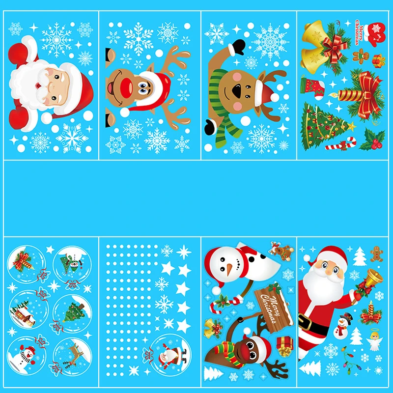 Christmas Window Stickers Merry Christmas Decorations For Home, Cristmas Ornament Xmas Navidad Natal Gifts New Year Stickers