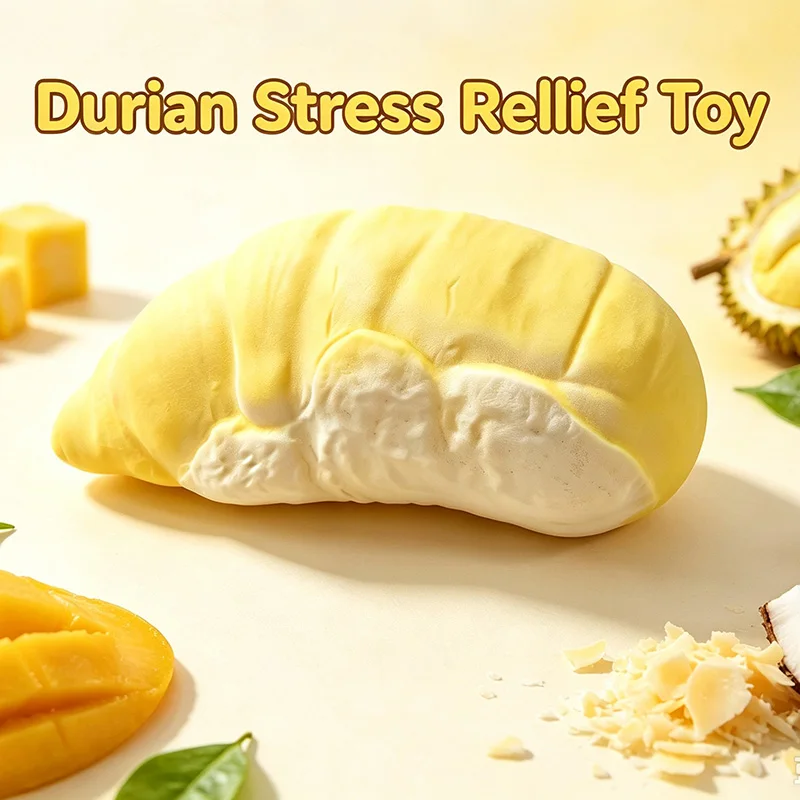 Realistic Durian Pulp Squeeze Toy Super Soft Slow Rebound Fidget Toy Stress Relief Toy for Party Decoration Prank Prop