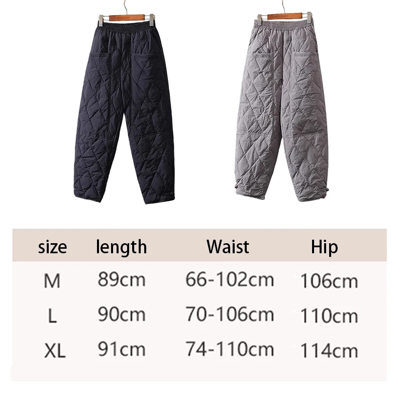 جديد الشتاء موضة الماس نمط سراويل قطنية النساء فضفاضة حجم كبير أبي السراويل سميكة التمهيد السراويل ملابس خارجية دافئة M-3XL