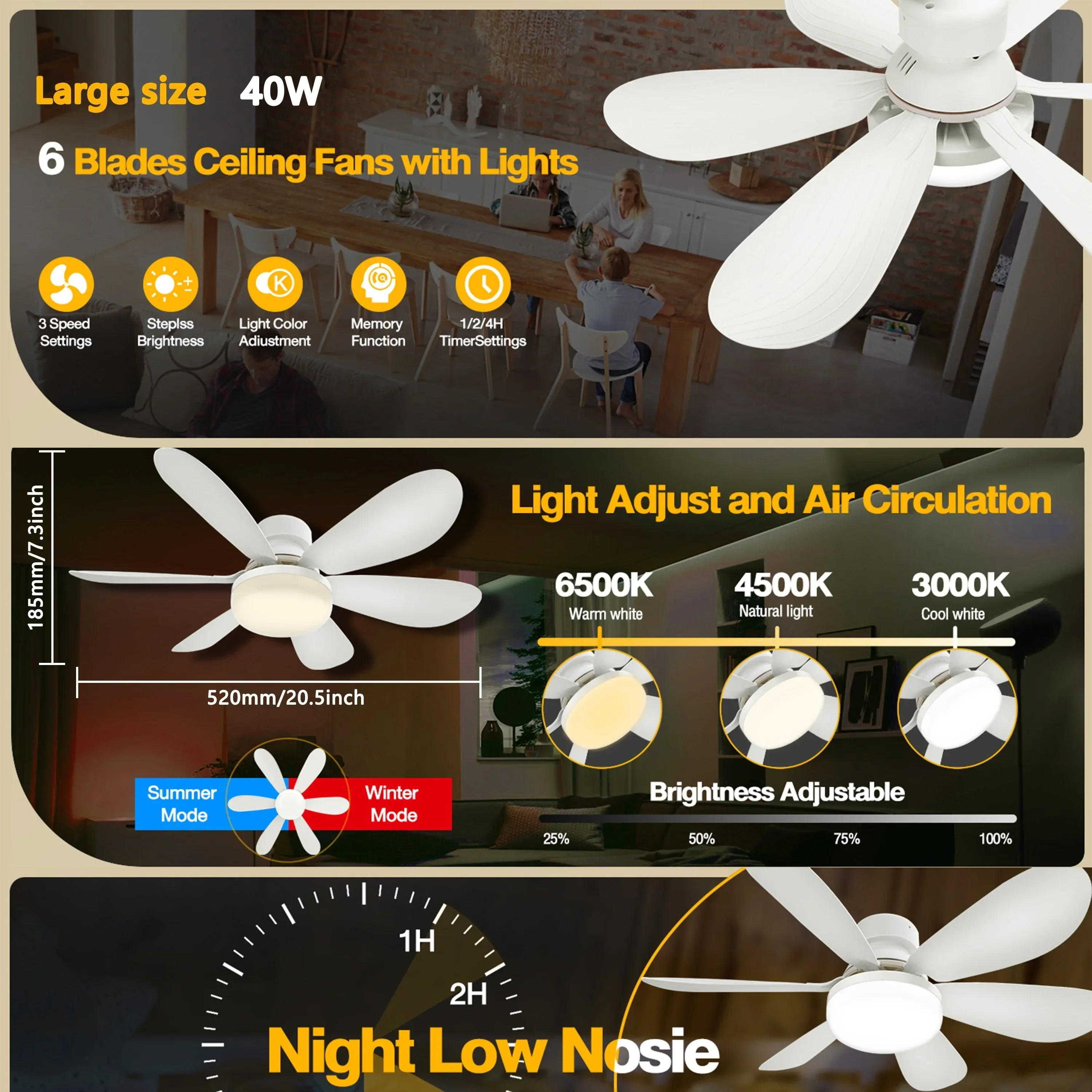 Imagem -04 - Luz de Teto Branca e Multicolorida Luz de Soquete de Velocidades com Controle Remoto para Quarto Base E26 30w 40w