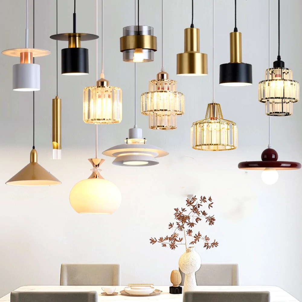 Nordic Luxury Pendant Light Modern Iron Hanging Lamp Minimalist Geometric Fixture For Bedroom Dining Room Decor