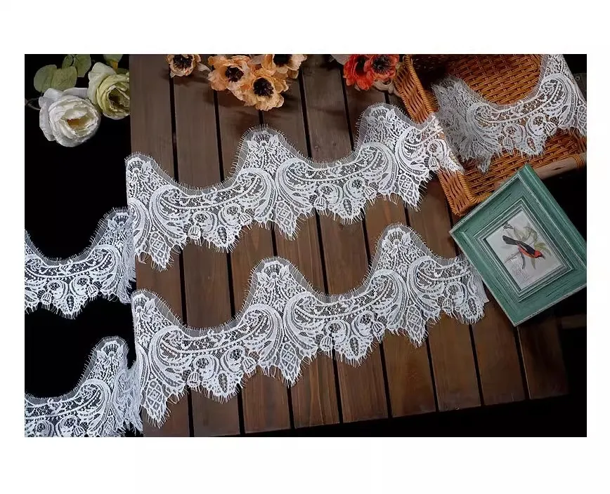 3 أمتار صافي الشاش المطرزة الدانتيل تقليم واسعة DIY بها بنفسك يدويا مزين تنورة تنحنح كم الربط مواد الملابس الإكسسوارات