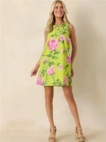 Fashionable Petal Print A-Line  Dress Women's Sleeveless Waist-Cinched Summer Casual Cleanfit Cotton Linen Blend Dress