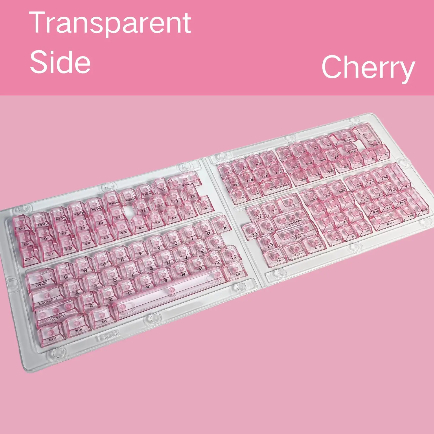 Pink Transparent Cherry Profile Keycaps Fog OEM Profile Key Caps PC Unprinted Side Top Printed Custom Gaming Mechanical Keyboard