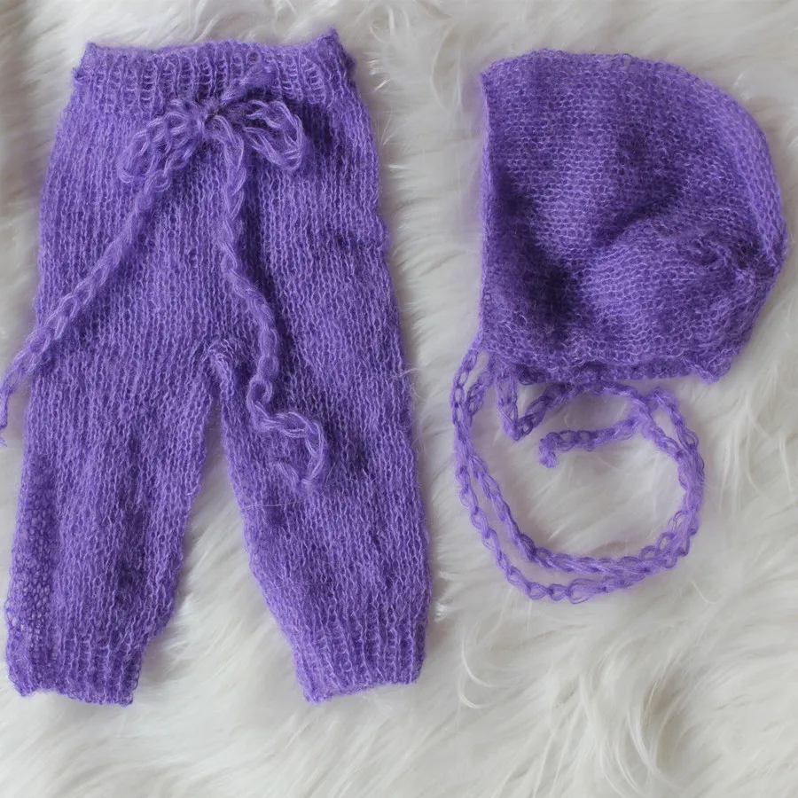 Free Shipping Newborn Baby Clothes Lace Mohair Hat Pants Set Baby Girl Baby Boy Photo Props