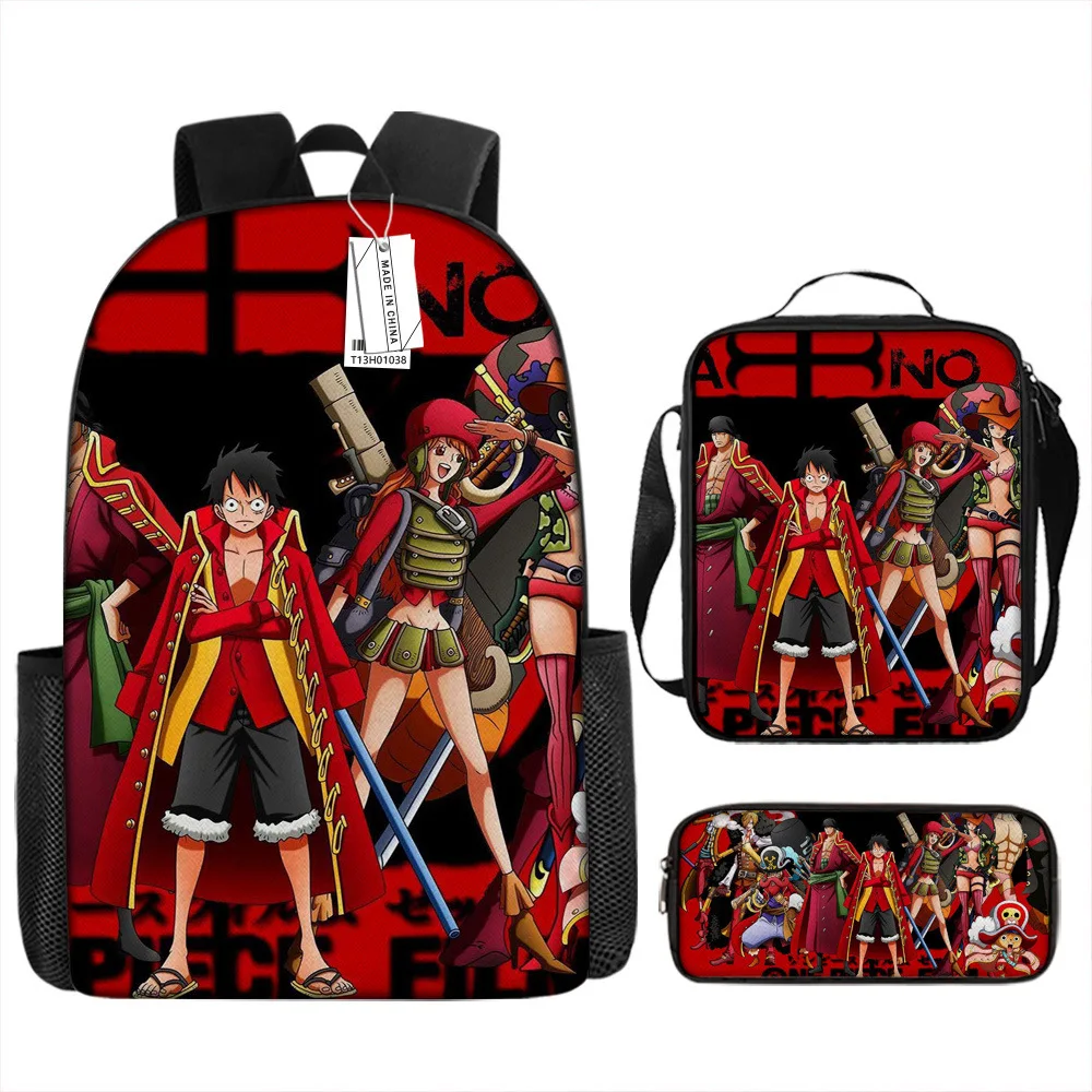 One Piece Backpack For Primary And Secondary School Students Cartoon Backpack With Shoulder Bag And Pencil Case Three Piece Set