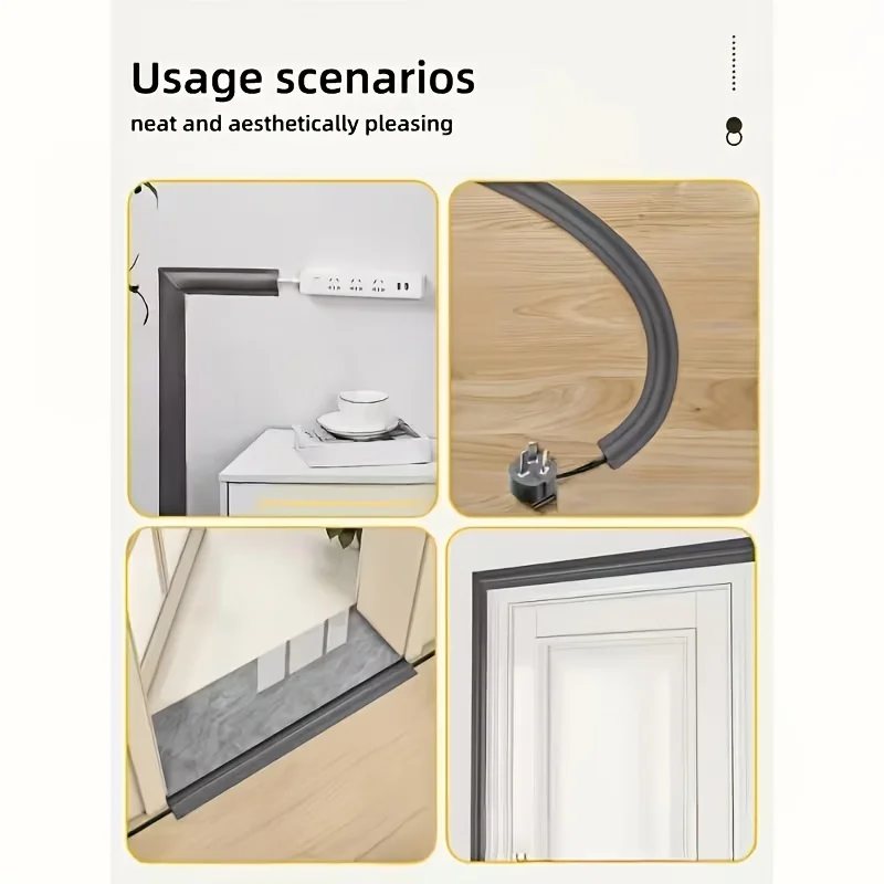 3 Rolls Cable Management Strips 39.37 Inch Flexible Raceway 1.5 Inch Wide Slot Self‑Adhesive Cord Hider Bendable for Wall Corner