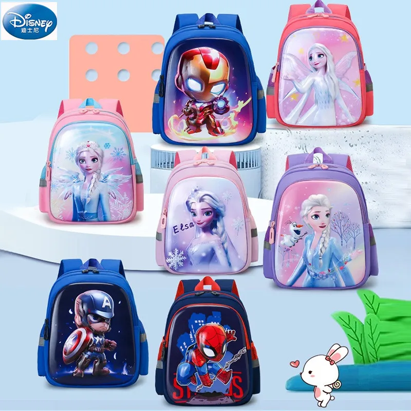 Disney Frozen Girls School Bags Boys Kindergarten Bag Elsa Anna Spider Man Primary Student Shoulder Orthopedic Backpack Mochilas