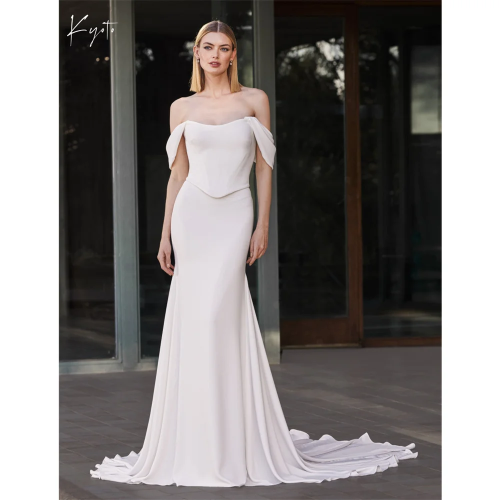 

Kyoto индивидуальное свадебное платье с открытыми плечами без рукавов из двух частей, простое вечернее платье длиной до пола