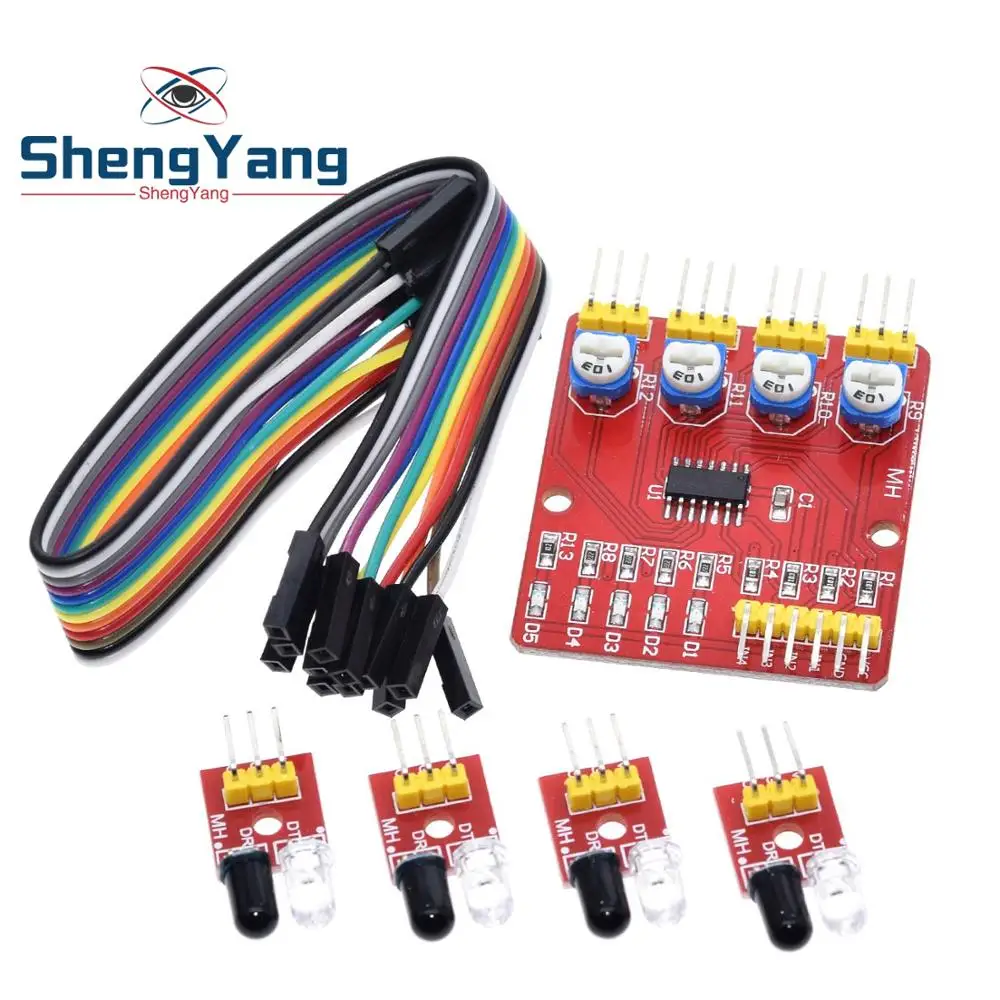 TZT F233-01 Четырехстороннее инфракрасное отслеживание / 4-канальный модуль отслеживания / линия передачи / предотвращение препятствий / автомобиль / датчики робота