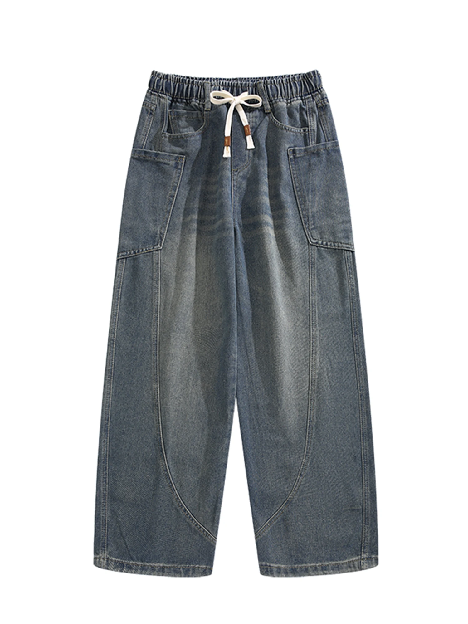 Damskie niebieskie jeansy cargo w stylu grunge, oversize, w stylu japandi, vintage, harajuku, baggy, Y2k, spodnie dżinsowe, odzież alternatywna.