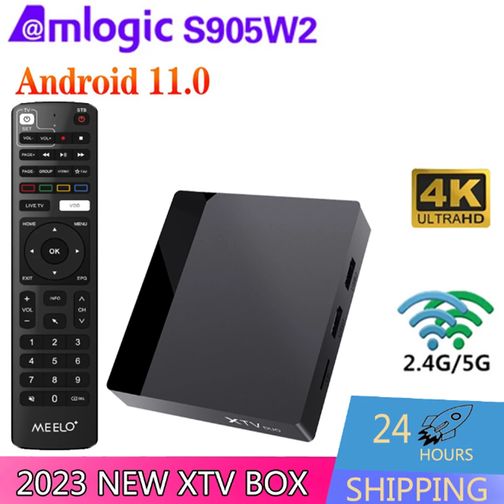 

XTV DUO Meelo 4K UHD Android11 HDR Smart TV Box Decoder Dual WiFi LAN 100M HD AV1 HDR Smartest Player