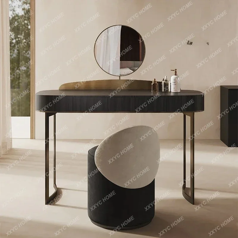 AAMedieval Solid Wood Dressing Table, Bedroom Black Dressing Table, Simple Retro High-end Light Luxury Dressing Table