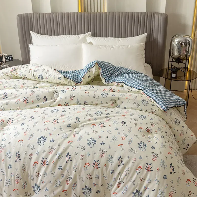 Cotton Mulberry Silk Filling Quilts Extra Thicken Breathable Warm Winter Quilt Core Soft Skin-Friendly Breathable Bedclothes