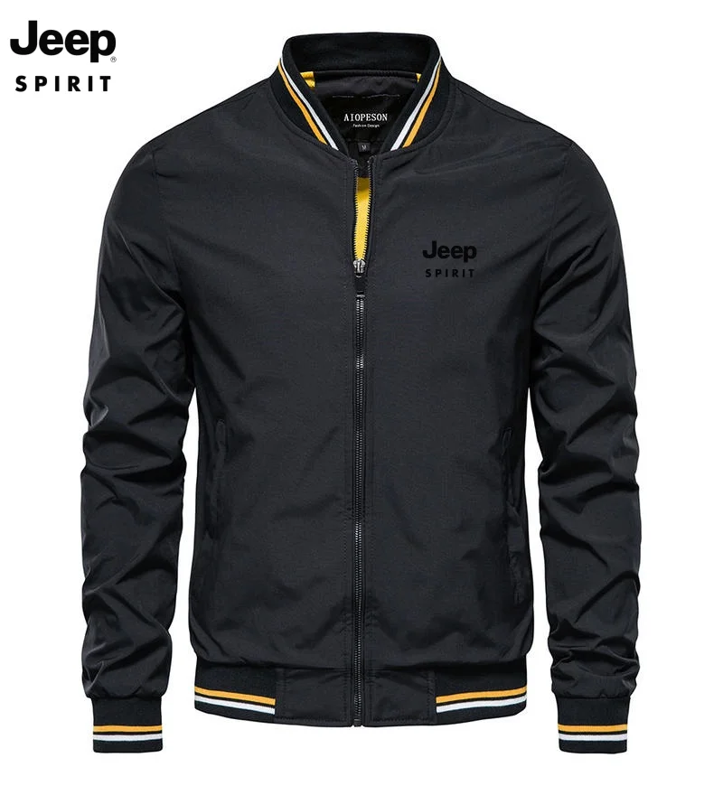 Veste Jeep à col montant pour le printemps et l'automne, veste de baseball décontractée de haute qua