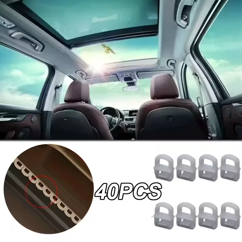 

40pcs Car Curtain Buckle Hanging Ring Hook Plastic Track Sliding Ball Running Plastic Pulley Caravan Fasteners Clips Rings Rivet