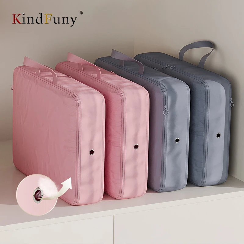 KindFuny Travel Storage Bag Compressible Packing Cubes Foldable Clothes Travel Suitcase Portable With Handbag Luggage Organizer