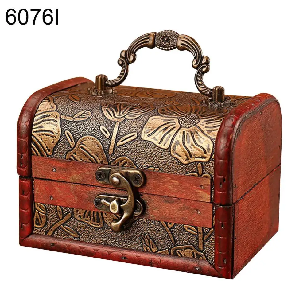 Jewelry Organizer Vintage Chinese Wooden Luxury Jewelry Holder Cosmetics Storage Box Mini Wood Treasure Chest Storage Box