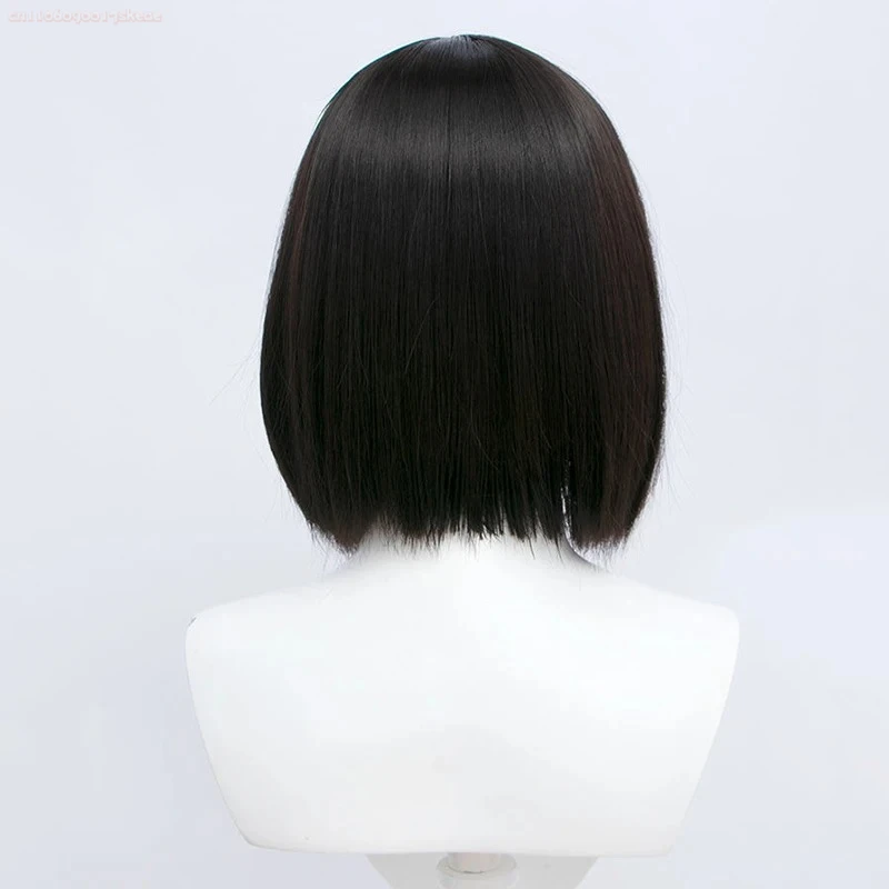 게임 SILENT HILL F 시미즈 히나코 코스프레 가발 여성 검은 머리 내열성 합성 가발 할로윈 파티 소품