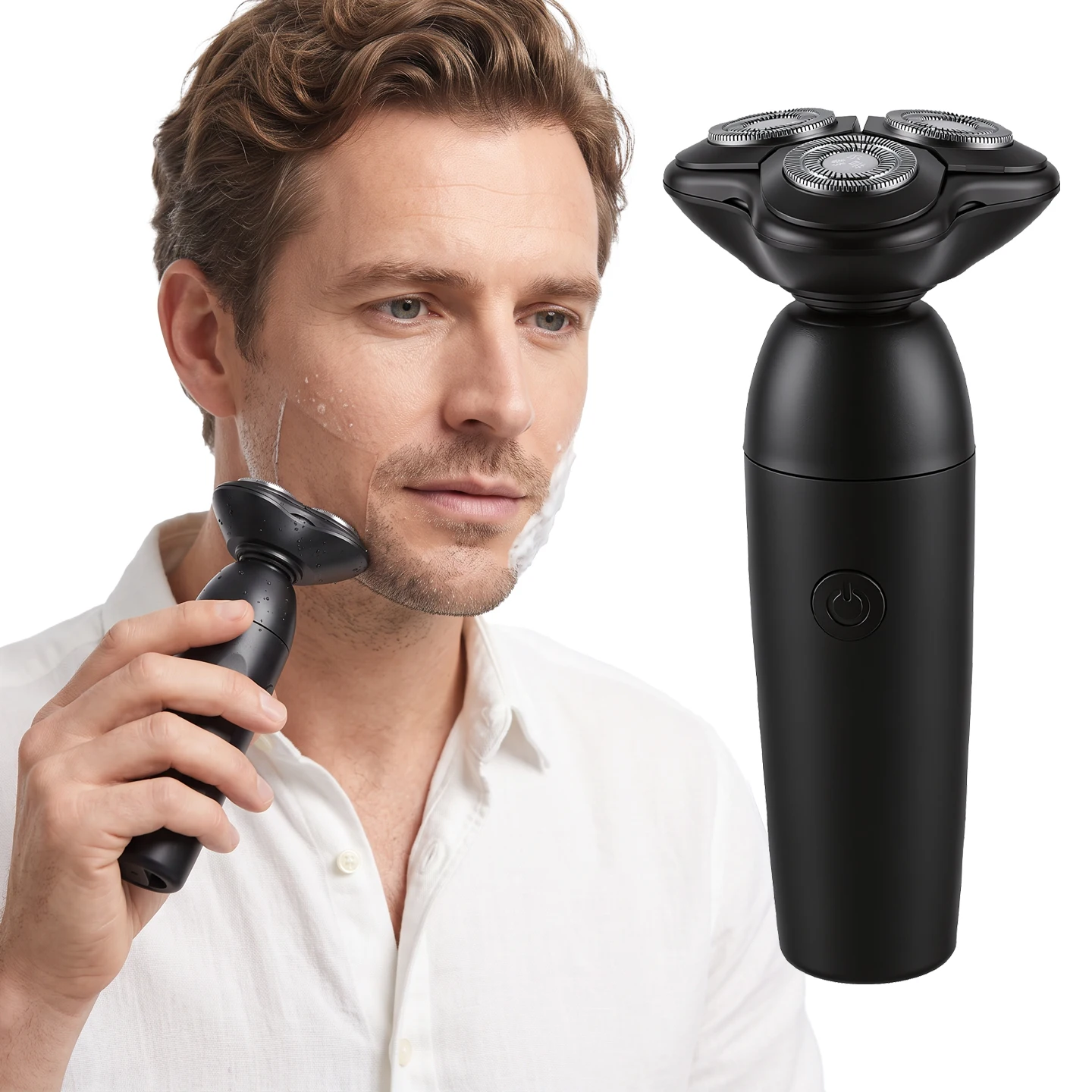 AUTHONE Mini Electrical Rotary Shaver for Men 3D Floating Blade Washable Type-C USB Rechargeable Shaving Beard Machine