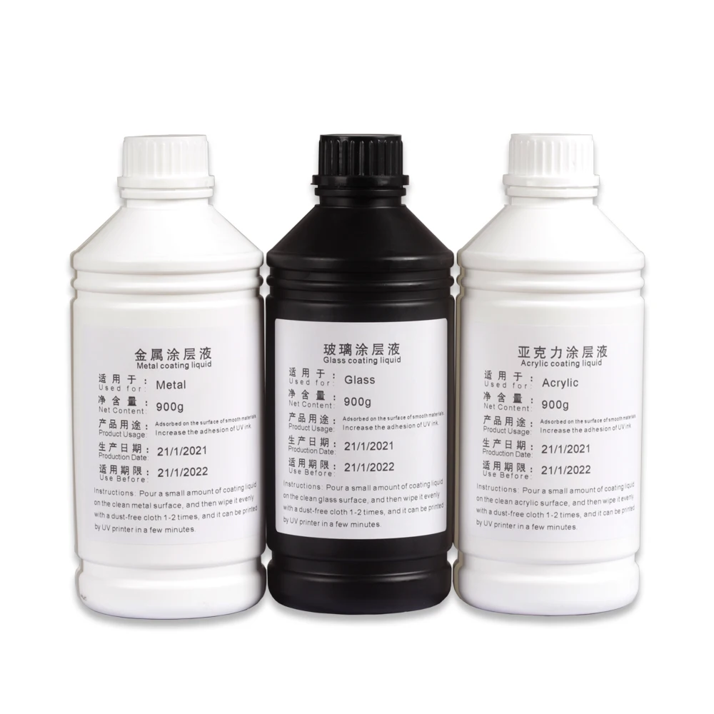 

Жидкость для лечения прозрачного покрытия УФ-принтера помогает УФ-чернило, чтобы адсорбировать на стеклянной акриловой металлической поверхности без падения.