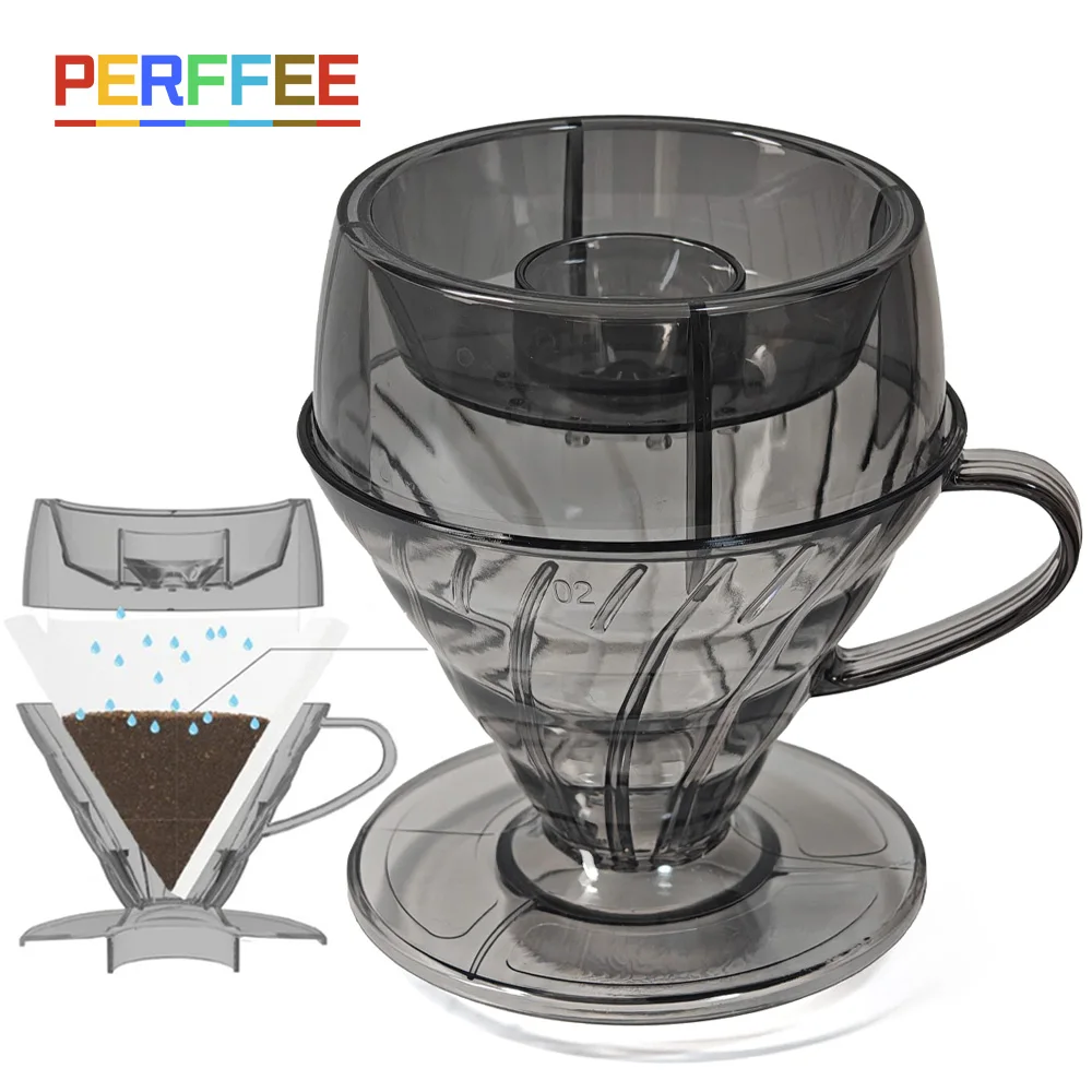 Coffee Filter Drip Shower V02 Coffee Dripper V Shape Pour Over Coffee Dripper Hand Brew Coffee Filter Cup Plastic 60 Degree