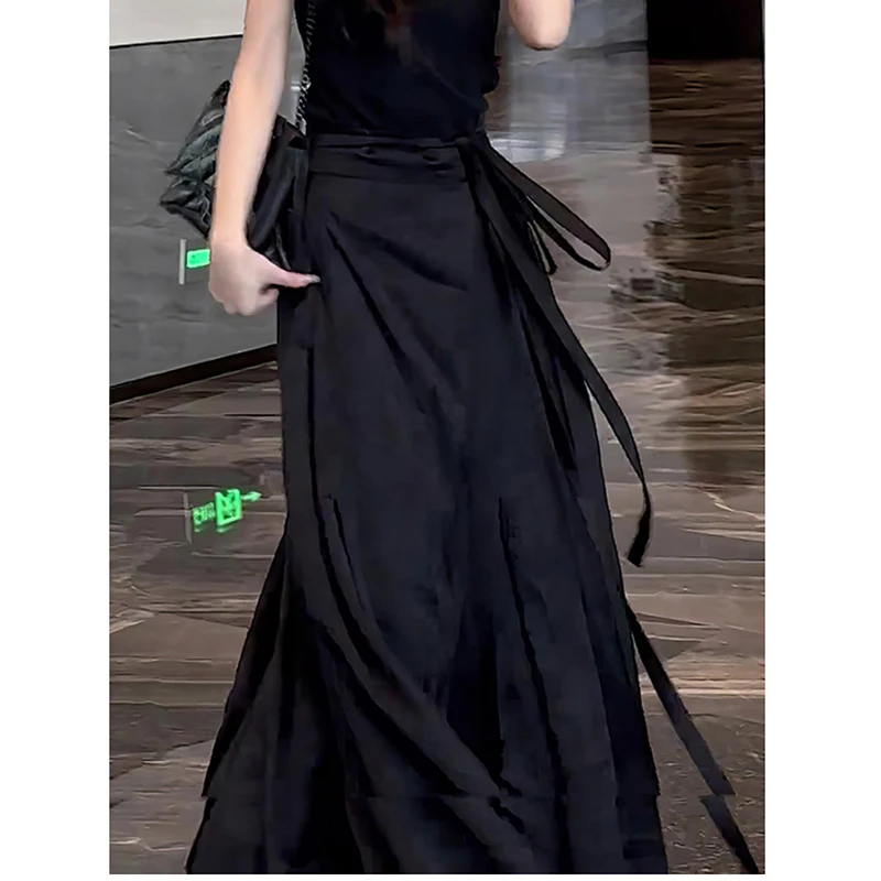 

Новое поступление в национальном стиле, весна-лето 2023, женская повседневная свободная прямая юбка хорошего качества, модные юбки до щиколотки T105