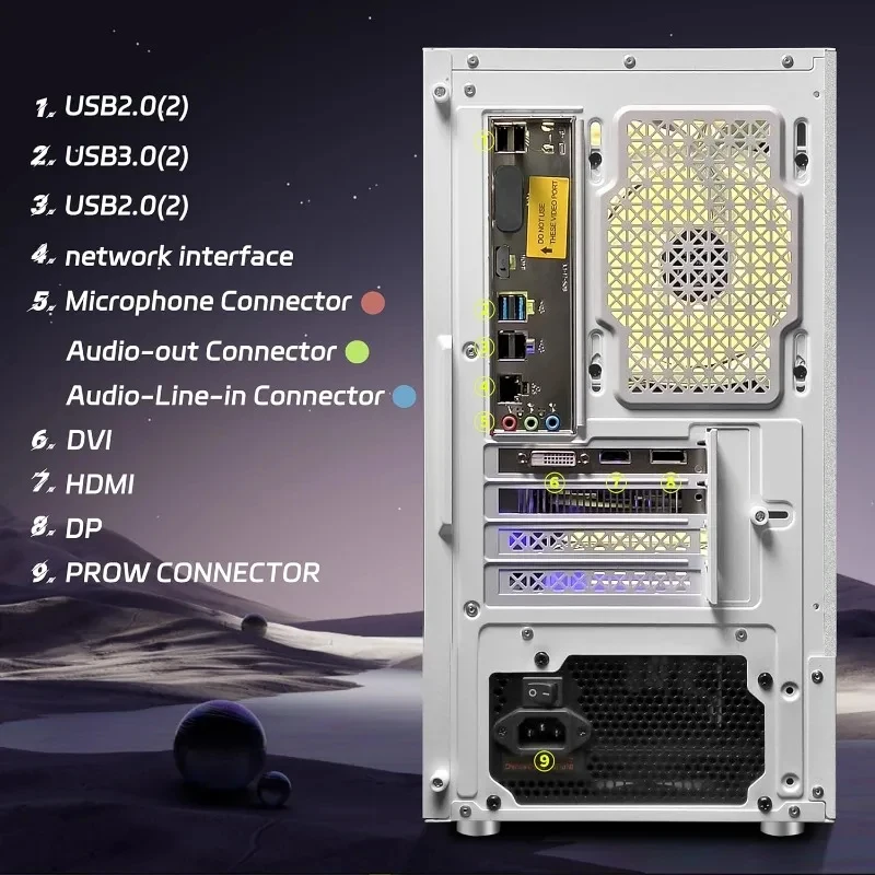 Gaming Desktop PC, Radeon RX 580 16G, Core i7-6700 up to 4.0G, 32G DDR4, 2T SSD, 600M WiFi, BT 5.0, RGB Fan x5, - view 5