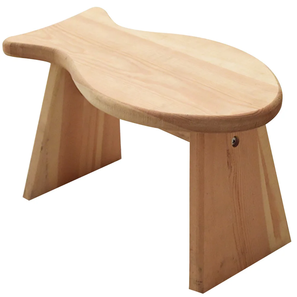 مقعد خشبي محمول على شكل سمكة، مسند قدم من الخشب الصلب للمطبخ والحمام وغرفة النوم وغرفة المعيشة ومقعد مسند القدمين #4