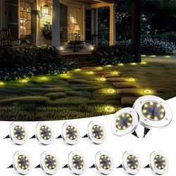 Solar Power Disk Light, Jardim ao ar livre, Underground Deck Light, Enterrado Lâmpada LED, Decoração, 8 ou 20LED