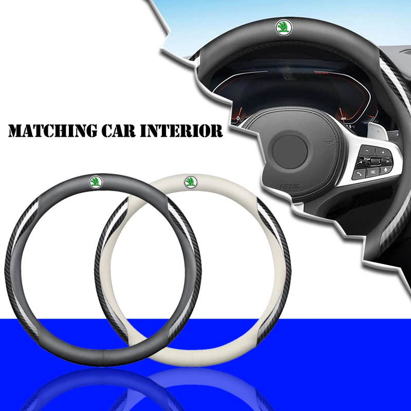 

Car Steering Wheel Cover Carbon For Skoda Citigo Kamiq Karoq Kodiaq Octavia Scala YETI Fanbia Rapid Roomster Octavia PRO KAROQ