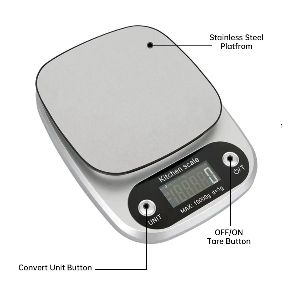 10kg/1g Didital Kitchen Scale High Precision Electronic Scale Battery Powered Kitchen Measuring Tool for Cooking Baking