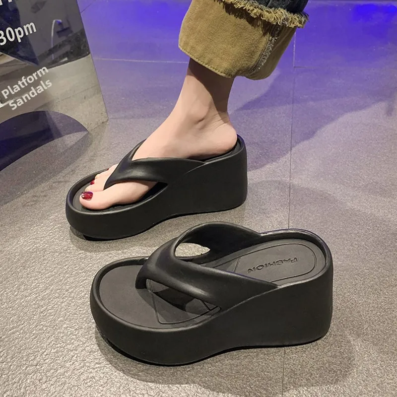 

Нескользящие пляжные сандалии на высоком каблуке, женские шлепанцы Thi Bot, новые летние удобные туфли из материала EVA с высоким берцем для папы...