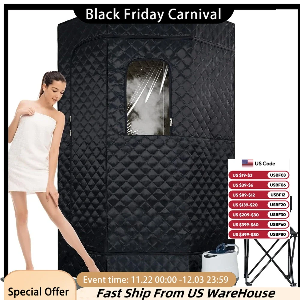 Portable Steam Sauna Box,Full Size Pentagon Sauna, Indoor Personal Home Spa Sauna Kit,Detox & Relaxation Steam Room