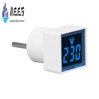 AEE5-Digital Voltmeter Square AC220V Square Voltage Tester With LED Display And Indicator Light EU Plug