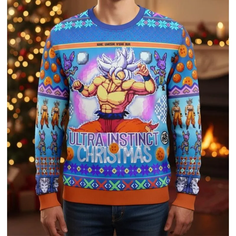 

Dragon Ball Ultra Instinct Goku Christmas Slogan Adult Sweatshirt Fashion Anime Prints Soft Tops for Men Women Winter Holiday
