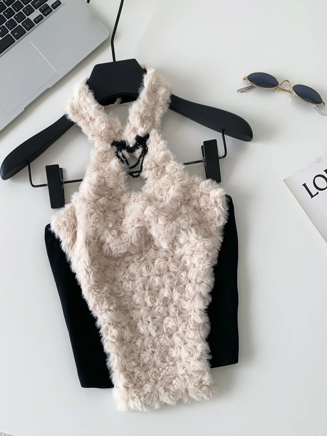 Sexy ort Svel Crop Top Women's Faionable Splicing Ne Hanging Plu Vest Street Sle Pure Color Polyester Fiber