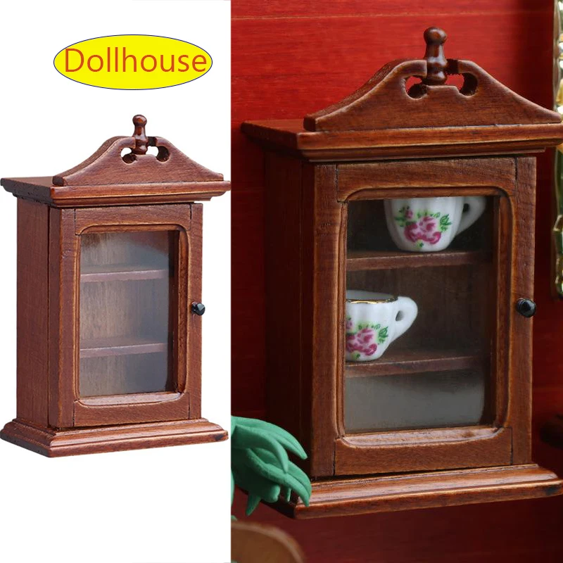 1/12 Casa delle bambole Scaffale da parete a porta singola Armadietto di stoccaggio Modello Mobili per casa delle bambole Decorazione Giocattoli Accessori per casa delle bambole