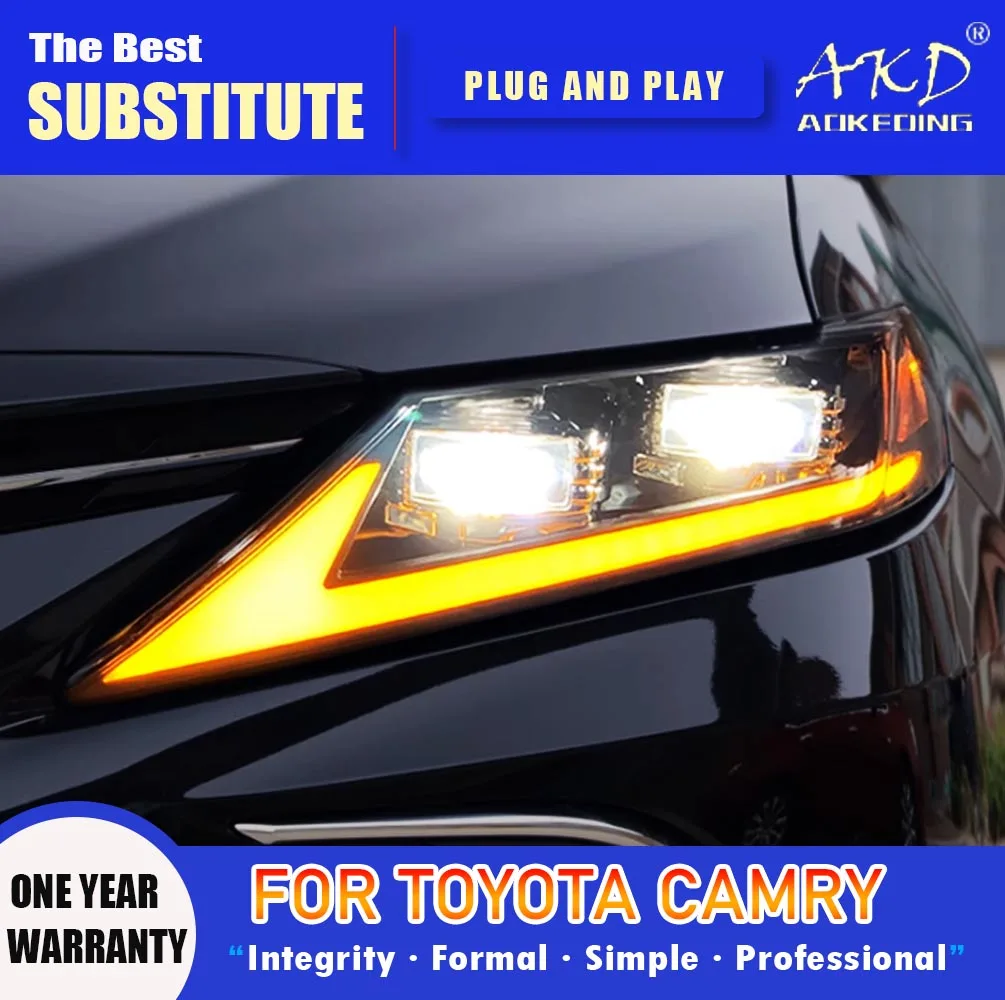 

AKD Head Lamp for Toyota Camry LED Headlight 2018-2022 Headlights Camry DRL Turn Signal High Beam Angel Eye Projector Lens