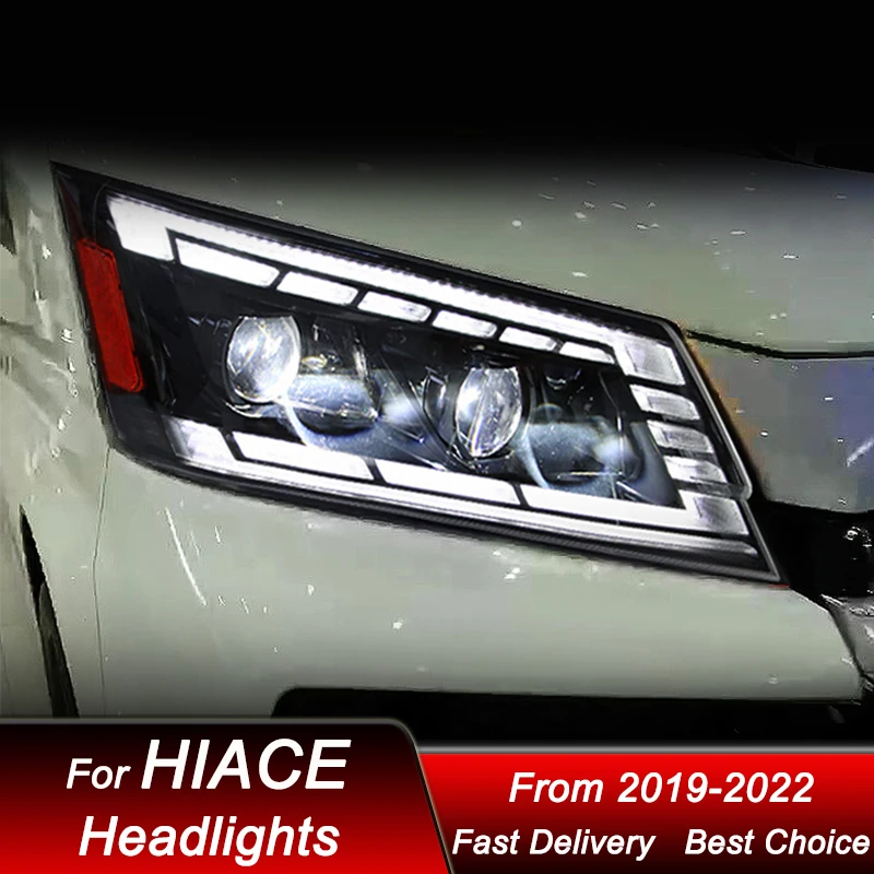 المصابيح الأمامية للسيارة تويوتا هايس 300 2019-2022 مجموعة المصابيح الأمامية LED الكاملة ترقية عالية تكوين مجموعة ملحقات عدسة العرض #5