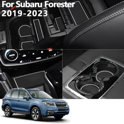 Car Door Groove Mats for Subaru Forester 2019 2020 2021 2022 2023 Center Console Cup Holder Coasters Automobile Gate Slot Pads