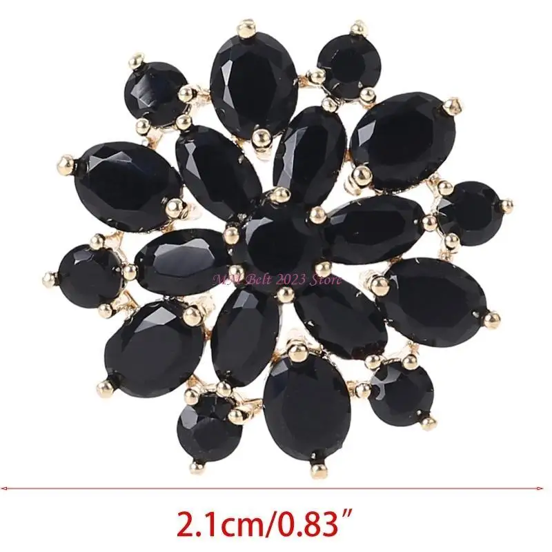 49ME 5Pcs 21mm Black for Rhinestone Flower Buttons Jewelry Embellishments DIY Accesso