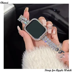 Diamond Zircon Strap For Apple Watch Band9 8 7 6 5 4Ultra High-end Bracelet Iwatch Series40 41 42 44 45 49mm Woman Jewelry Wrist