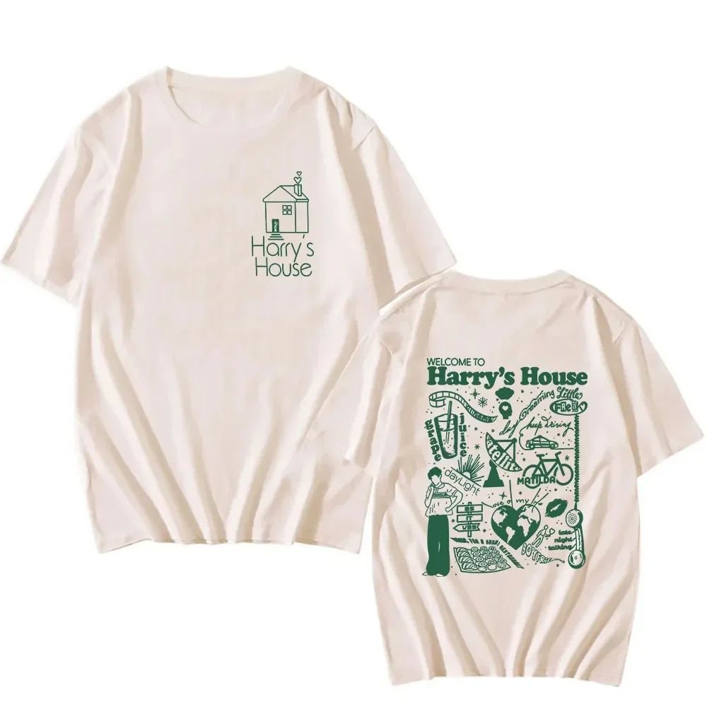 Harrys House Love on Tour Tshirt 100% Cotton Shirts Lovely Cartoon Print T-shirt Retro Men\'s Clothes Summer Oversized T Shirt