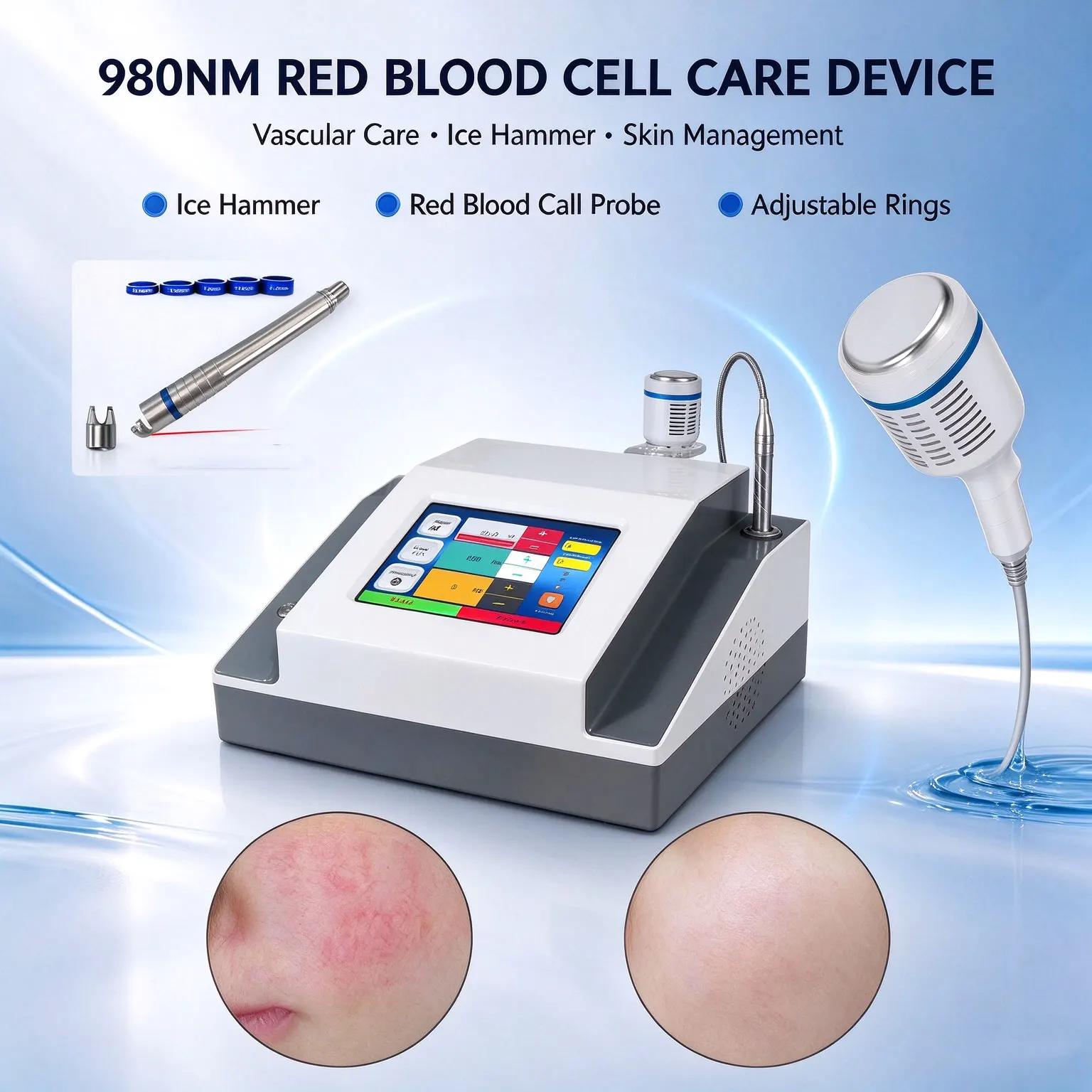 980 Silk Purification Instrument 980nm Red Blood Thread Blocker Skin Rejuvenation and Brightening Ice Hammer Multi functional Be