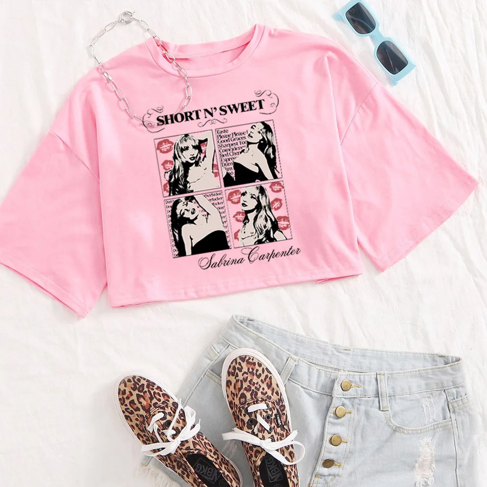 Sabrina Carpenter Short n' Sweet Cropped T-Shirt Gift for Sabrina Carpenter Fan O-Neck Crop Tops