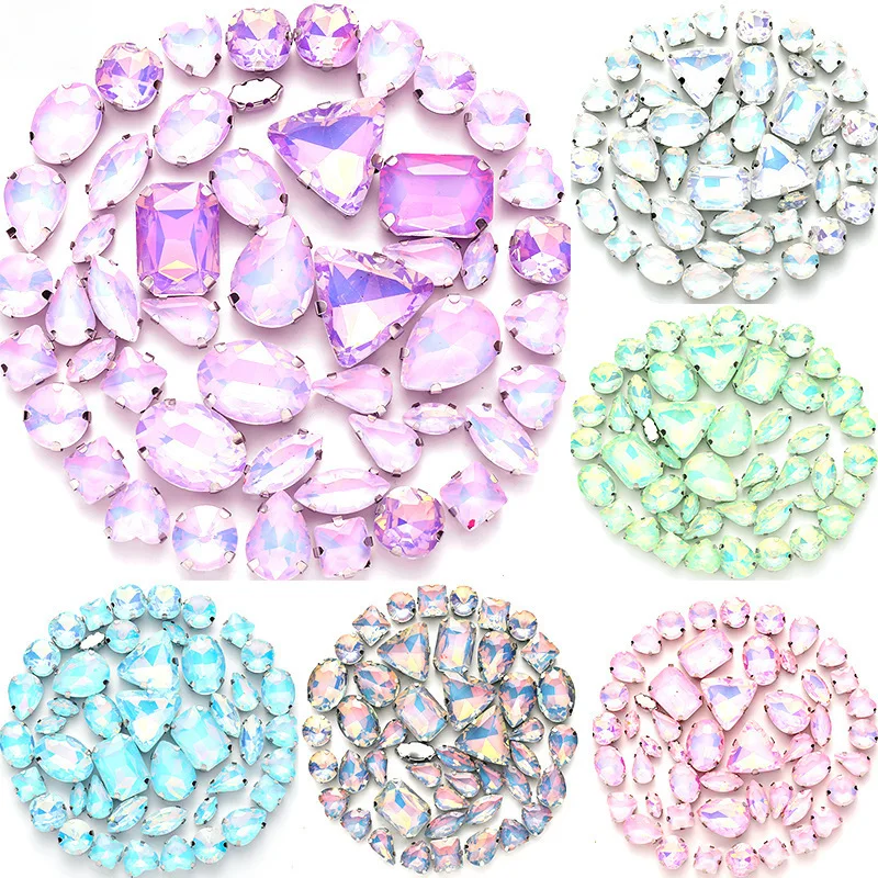 50PCS Pink Crystal DIY Hand-Sewn Jewelry Handmade Clothing Accessories Garment Materials And Components