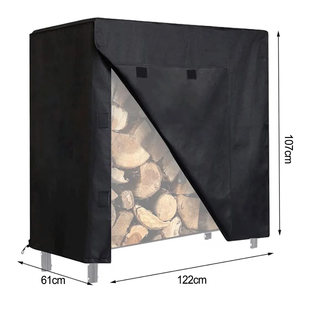 

Firewood Rack Cover Outdoor Heavy Duty Waterproof 420D Oxford Fabric with Tight Fit Elastic Rope for Weather Protection