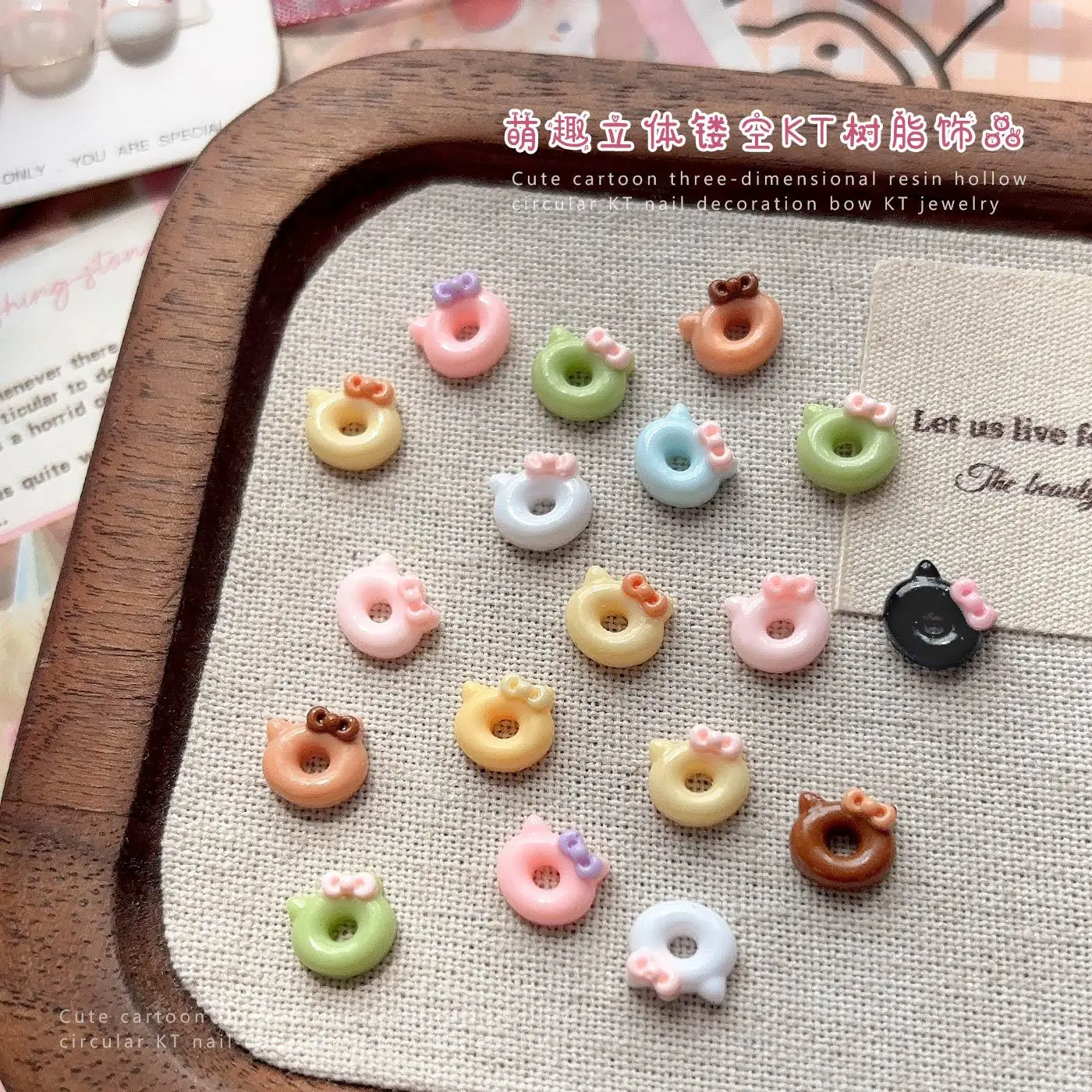 30PCS Acrylic Bow Donut Nail Art Charms Kawaii Accessories Resin Parts For Nails Decoration Manicure Decor Supplies Material